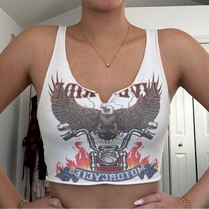 Princess Polly White Eagle Graphic Crop Top
